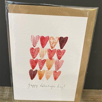 Hand painted Valentines card - Mixed hearts
