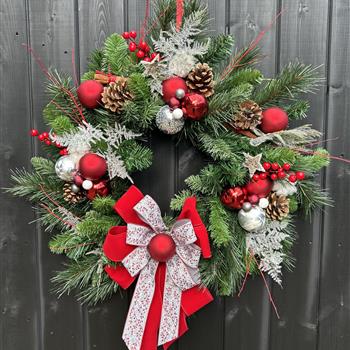 Christmas fresh door wreath - Rudolph