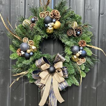 Christmas fresh door wreath - Navy Noel