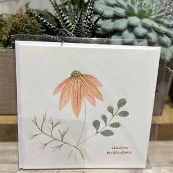 floral peach happy birthday card