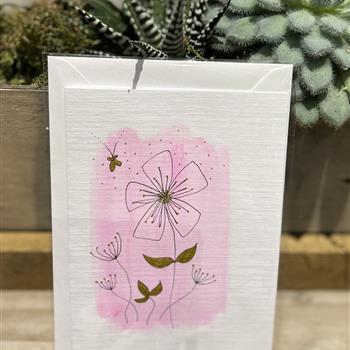 Pink water colour card blank