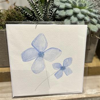Blue water colour hand painted card blank